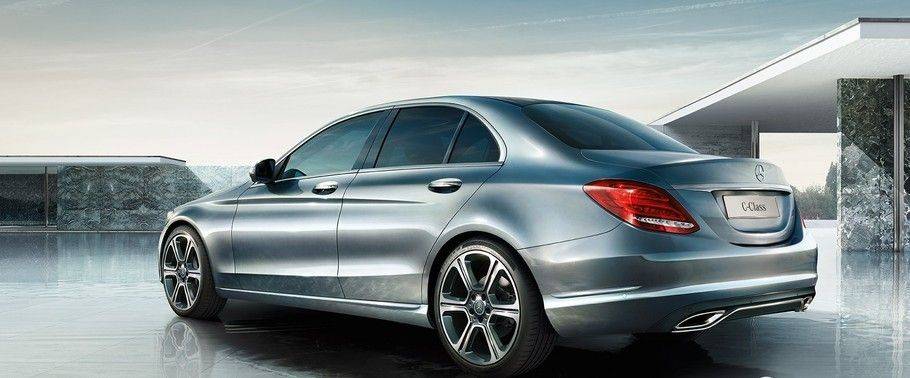 Rear Cross View of Mercedes-Benz C Class Sedan Rear Cross View of Mercedes-Benz C Class Sedan